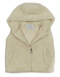 Smetanová kožešinová podšitá vesta s kapucí Primark