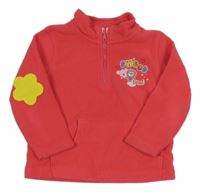 Růžová fleecová mikina s výšivkou Papagino