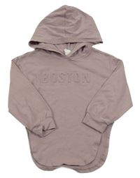 Starorůžové triko s nápisem a kapucí shein