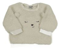 Bílá huňatá mikina s čumákem 