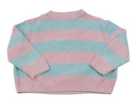 Růžovo-světlemodrý pruhovaný svetr Topolino