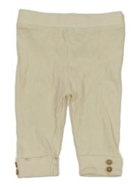 Smetanové žebrované legíny s knoflíky 