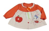 Nové - Červeno-bílé puntíkaté propínací triko s králíkem 