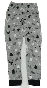 Šedé pyžamové kalhoty s obrázky 