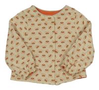 Smetanová vzorovaná propínací oboustranná mikina 