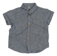 Modrá melírovaná lněná košile Tu