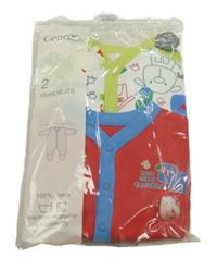 Nové - 2x overal - červený + bílo-zelený se zvířátky George