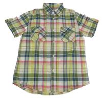 Zeleno-růžovo-bílá kostkovaná košile 