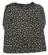 Tmavošedé vzorované triko se srdíčky H&M