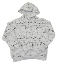 Bílo-černá vzorovaná mikina s kapucí H&M