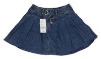 Nové - tmavomodrá kolová riflová sukně s páskem Denim Co.