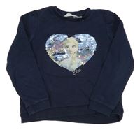 Tmavomodrá mikina s Elsou a flitry H&M