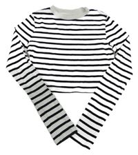 Bílo-černé pruhované crop triko H&M