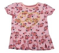 Růžová květovaná tunika se srdcem Primark