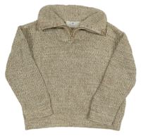 Hnědo-bílý melírovaný svetr H&M
