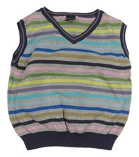 Šedo-fialovo-barevná pruhovaná svetrová vesta Next