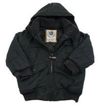 Černá šusťáková zateplená bunda s kapucí Next