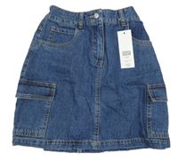 Nové - Tmavomodrá riflová cargo sukně F&F