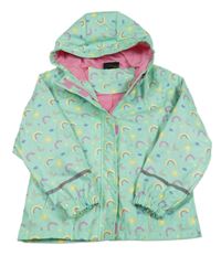 Světlezelená nepromokavaná bunda s duhami a kapucí