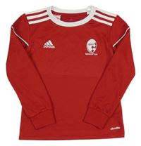 Červeno-bílé sportovní triko s nápisy Adidas