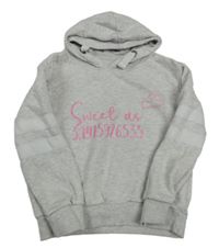 Světlešedá mikina s nápisy a kapucí Primark