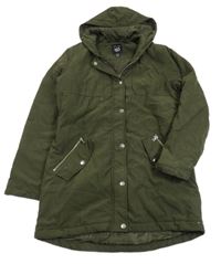 Khaki šusťáková zateplená bunda s kapucí New Look