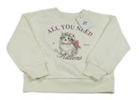 Nové - Smetanová mikina s kočičkou a nápisy Primark