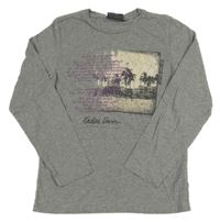 Šedé triko s potiskem a nápisy Garcia