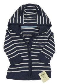 Nové - Tmavomodro-bílá pruhovaná propínací mikina s kapucí George
