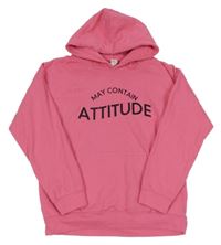 Růžová mikina s nápisem a kapucí