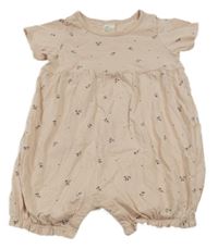Starorůžový květovaný kraťasový overal H&M
