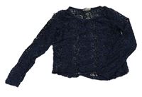 Tmavomodré krajkové crop triko Yigga