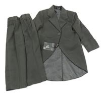 Nové - 2set - Šedý frak + šedé společenské kalhoty 