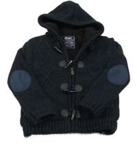 Tmavomodrý propínací zateplený svetr s kapucí Primark