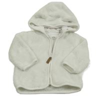 Bílá plyšová propínací mikina s kapucí F&F