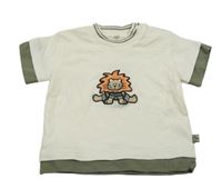 Smetanovo-khaki tričko s lvíčkem 