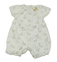 Bílo-zlatý kraťasový overal s labutěmi Orchestra 