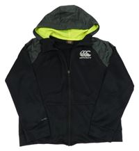 Černo-antracitová propínací mikina se šusťákovým prvkem a kapucí Canterbury 