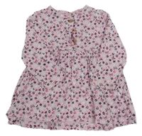 Světlerůžovo-tmavomodré květované šaty Topolino