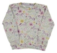 Bílá květovaná mikina s jednorožci Nutmeg