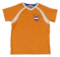 Oranžovo-bílé sportovní tričko s výšivkou H&M