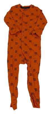 Oranžovo-tmavomodrý vzorovaný žebrovaný overal Lupilu