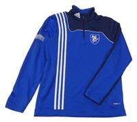 Modro-bílá sportovní funkční mikina s pruhy Adidas