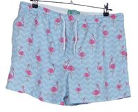 Dámské světlemodré vzorované plážové kraťasy s plameňáky Primark 