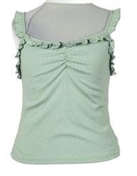 Dámský světlezelený crop top s volánkem Shein 