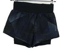 Dámské černo-tmavomodré vzorované sportovní dvojité kraťasy Crivit