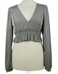 Dámská stříbrná crop halenka Pull&Bear 