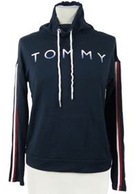 Dámská tmavomodrá mikina s logem a komínovým límcem Tommy Hilfiger
