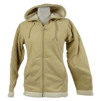 Dámská béžová fleecová zateplená bunda s kapucí ElleNor 