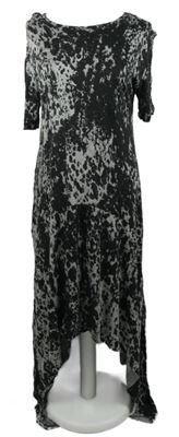 Dámské šedo-černé vzorované midi šaty s cípy H&M